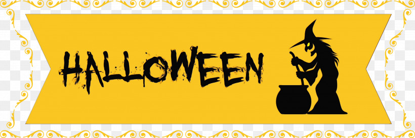 Logo Cartoon Yellow Line Meter, PNG, 3000x1006px, Happy Halloween Banner, Cartoon, Geometry, Happiness, Line Download Free