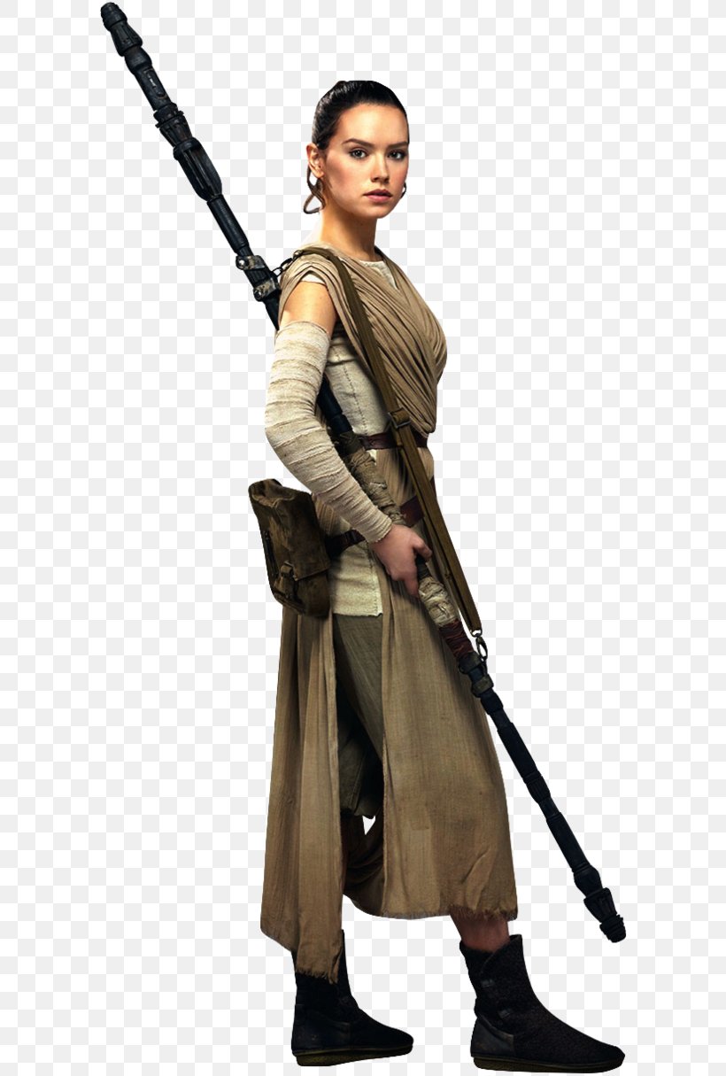 Rey Star Wars Episode VII Leia Organa Luke Skywalker Daisy Ridley, PNG, 600x1215px, Rey, Chewbacca, Cold Weapon, Costume, Daisy Ridley Download Free