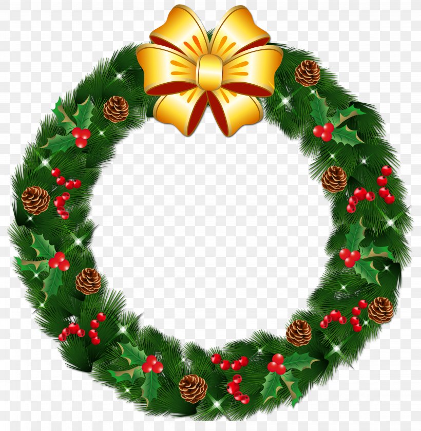 Santa Claus Wreath Christmas Garland Clip Art, PNG, 4500x4606px, Santa Claus, Christmas, Christmas Decoration, Christmas Ornament, Christmas Tree Download Free
