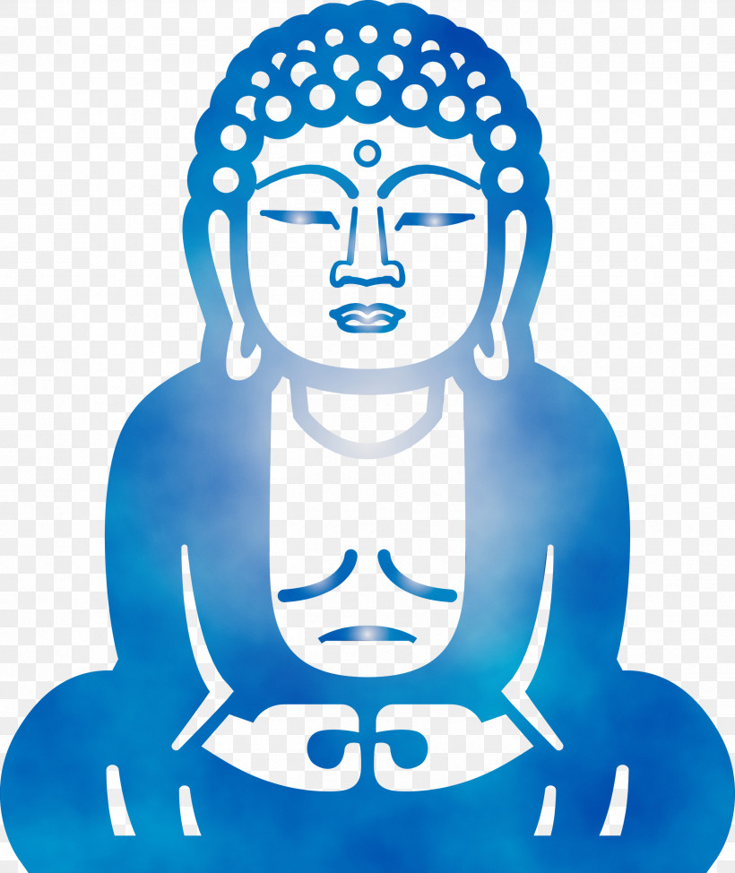 Blue Head Meditation, PNG, 2524x2999px, Buddha, Blue, Head, Meditation, Paint Download Free
