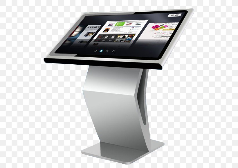 Interactive Kiosks Display Device Touchscreen Advertising, PNG, 636x577px, Interactive Kiosks, Advertising, Capacitive Sensing, Computer Monitor Accessory, Computer Monitors Download Free