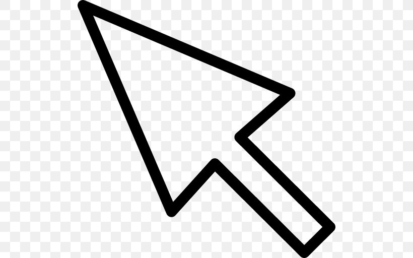 Pointer Computer Mouse Arrow Cursor Icon, PNG, 512x512px, Pointer, Apple Icon Image Format, Area, Black, Black And White Download Free