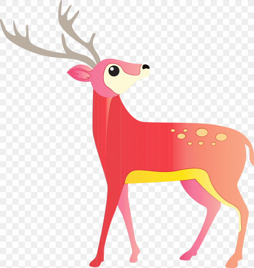 Reindeer, PNG, 2841x3000px, Watercolor Reindeer, Animal Figure, Antler, Deer, Elk Download Free