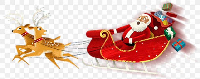 Pxe8re Noxebl Santa Claus Reindeer Sled Christmas, PNG, 2079x829px, Pxe8re Noxebl, Art, Cartoon, Christmas, Christmas Decoration Download Free