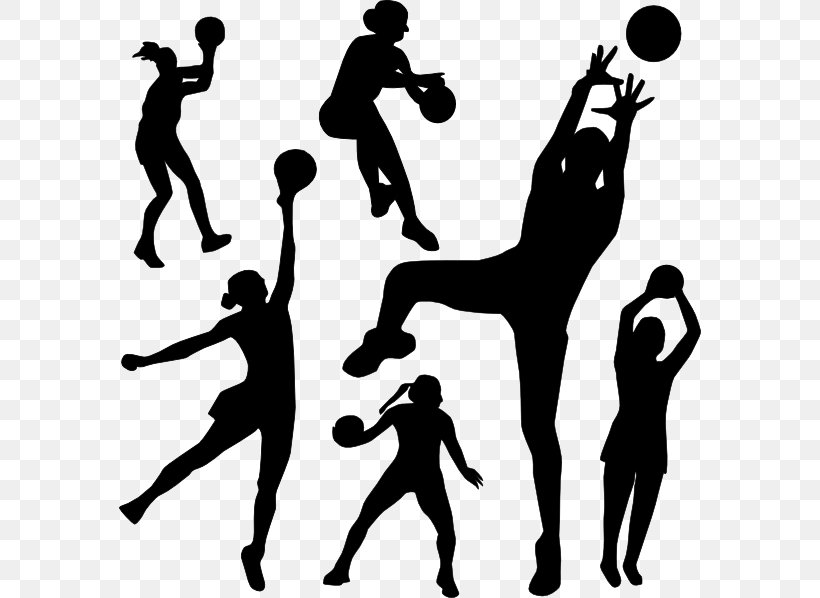 Netball Basketball Sport Clip Art, PNG, 582x598px, Netball, American Football, Ball, Basketball, Black And White Download Free