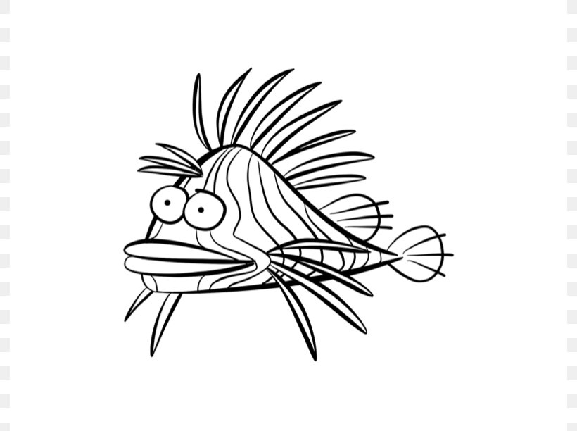Red Lionfish Drawing Coloring Book Clip Art, PNG, 792x612px, Red Lionfish, Animal, Art, Artwork, Black Download Free