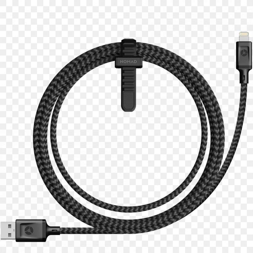 Battery Charger Lightning Nomad Goods USB IPhone, PNG, 1000x1000px, Battery Charger, Apple, Battery Terminal, Cable, Communication Accessory Download Free