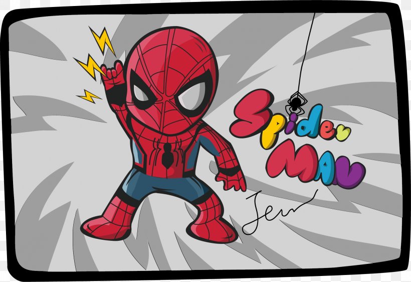 Illustration Spider-Man Creative Work Cartoon, PNG, 2116x1451px, Watercolor, Cartoon, Flower, Frame, Heart Download Free