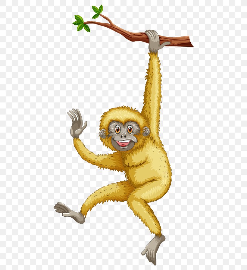Monkey Primate Gibbon Cartoon, PNG, 746x896px, Monkey, Animal, Animal Figure, Ape, Branch Download Free