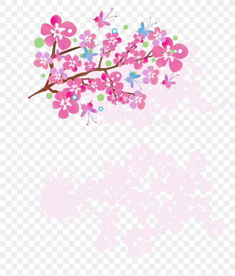 Red Butterfly Flower, PNG, 1382x1624px, Art, Blossom, Branch, Cherry Blossom, Computer Graphics Download Free