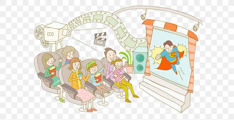 Cinema Film Family Drawing Illustration, PNG, 600x422px, Cinema, Area, Art, Cartoon, Drawing Download Free