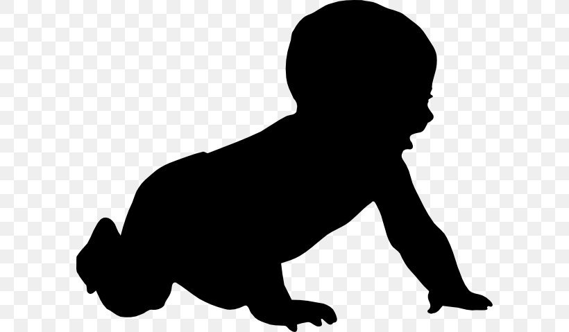 Silhouette Infant Drawing Clip Art, PNG, 600x479px, Silhouette, Black, Black And White, Carnivoran, Child Download Free