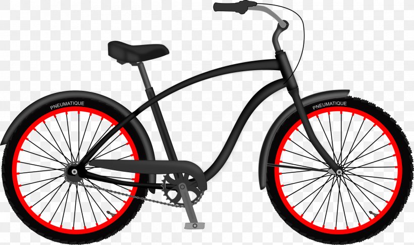 Cruiser Bicycle Cycling Clip Art, PNG, 2400x1421px, Bicycle, Automotive Tire, Bicycle Accessory, Bicycle Drivetrain Part, Bicycle Frame Download Free