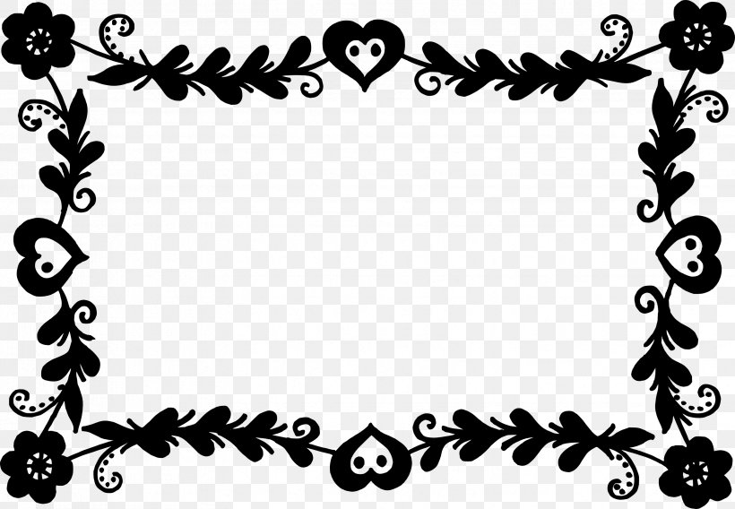 Picture Frames Clip Art, PNG, 3313x2296px, Picture Frames, Black, Black And White, Branch, Flower Download Free