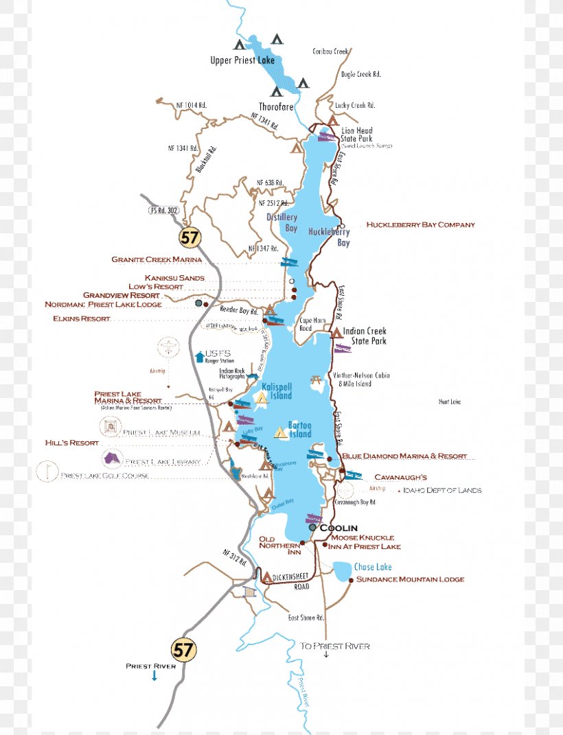 Priest Lake Lake Coeur D'Alene Map Coeur D'Alene River, PNG, 850x1111px, Priest Lake, Accommodation, Area, Campsite, Diagram Download Free