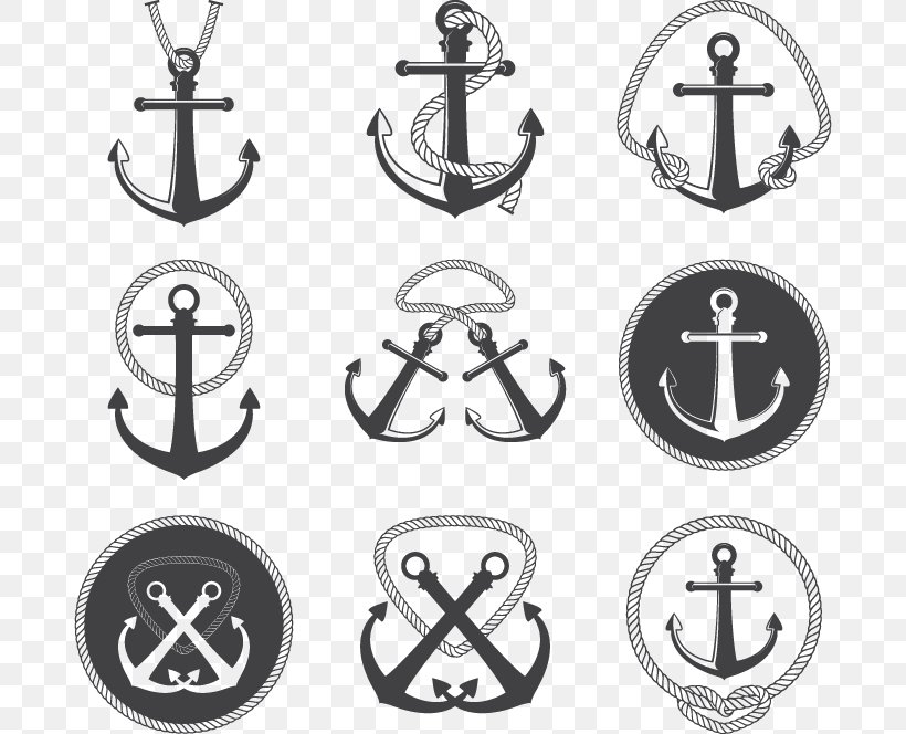 Euclidean Vector Royalty-free Anchor Clip Art, PNG, 686x664px, Royaltyfree, Anchor, Black And White, Body Jewelry, Brand Download Free