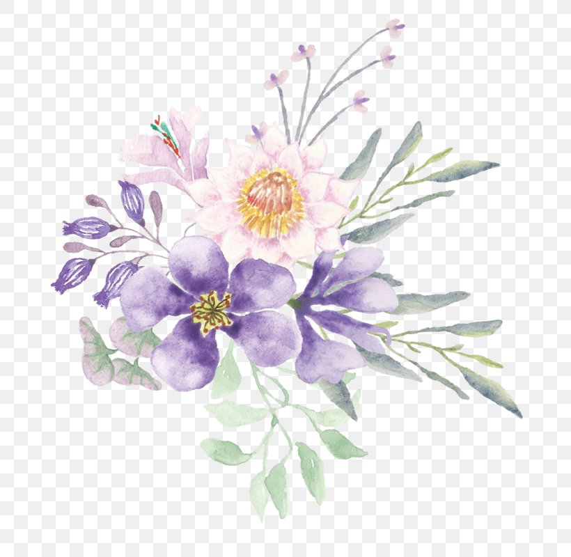 Purple Watercolor Flower, PNG, 743x800px, Paper, Bouquet, Columbine, Cut Flowers, Delphinium Download Free