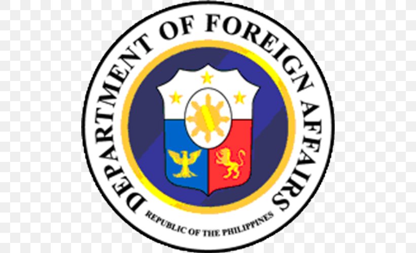Department Of Foreign Affairs Government Of The Philippines Philippine Passport Secretary Of Foreign Affairs, PNG, 500x500px, Department Of Foreign Affairs, Area, Badge, Brand, Country Download Free