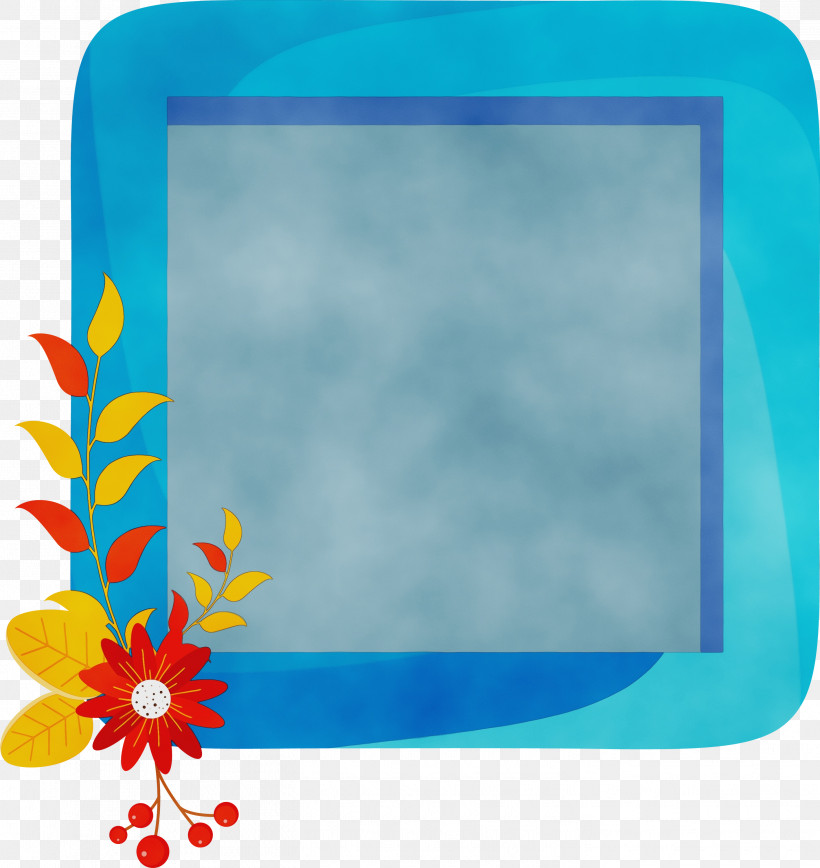 Picture Frame, PNG, 2834x3000px, Flower Photo Frame, Blue, Cobalt Blue, Computer Monitor, Electric Blue Download Free