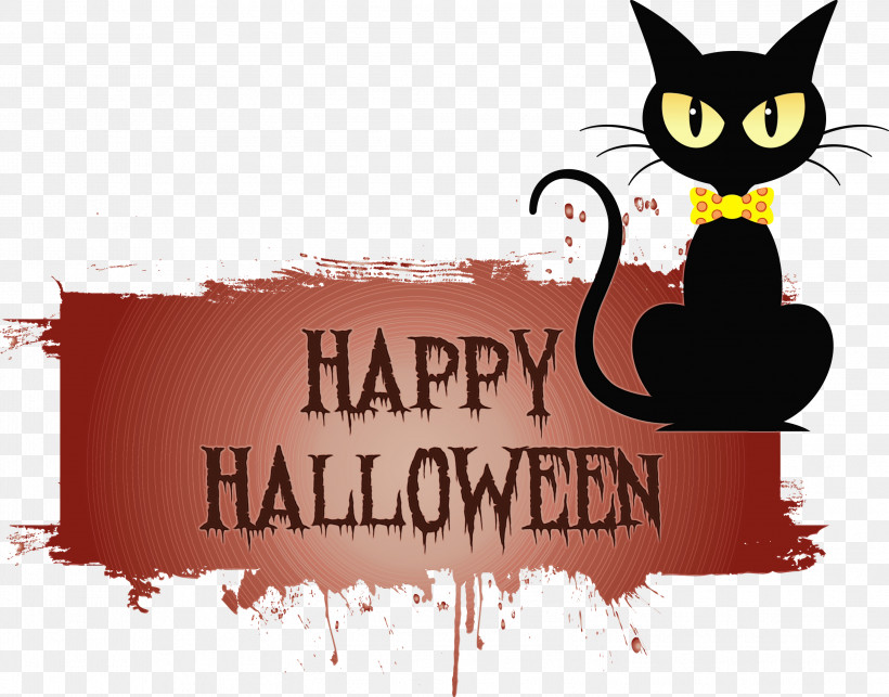 Cat Logo Poster Cat-like Cartoon, PNG, 2999x2355px, Happy Halloween, Biology, Cartoon, Cat, Catlike Download Free