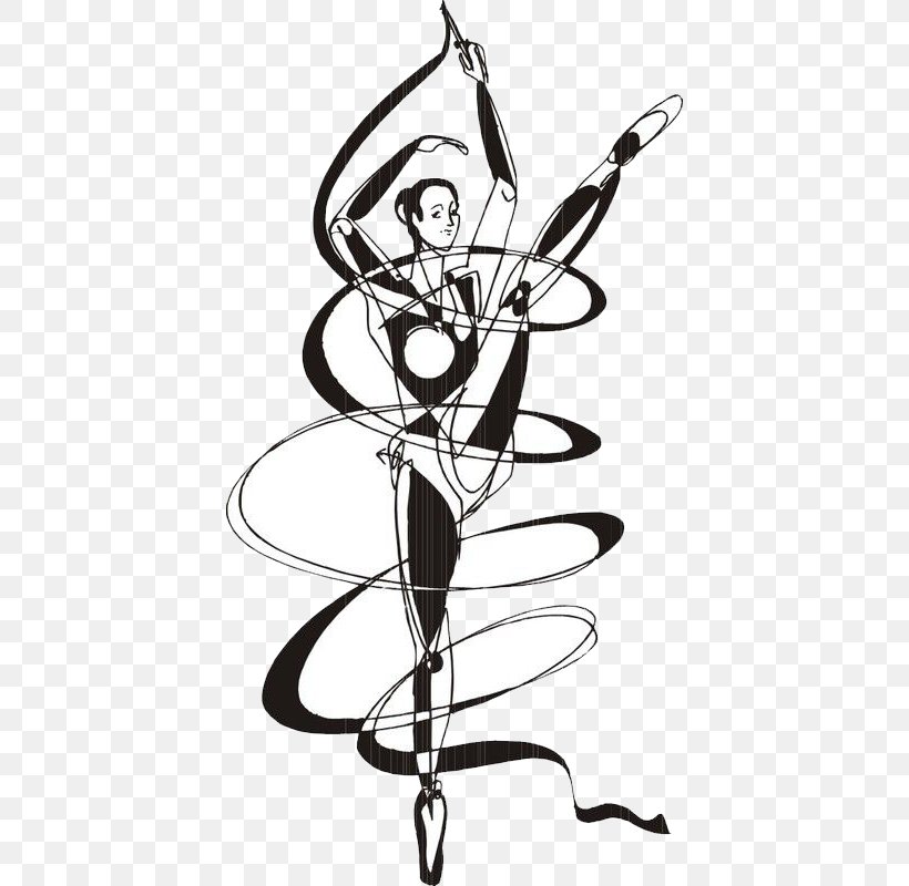 Rhythmic Gymnastics Illustration, PNG, 412x800px, Gymnastics, Arm, Art, Artwork, Black And White Download Free