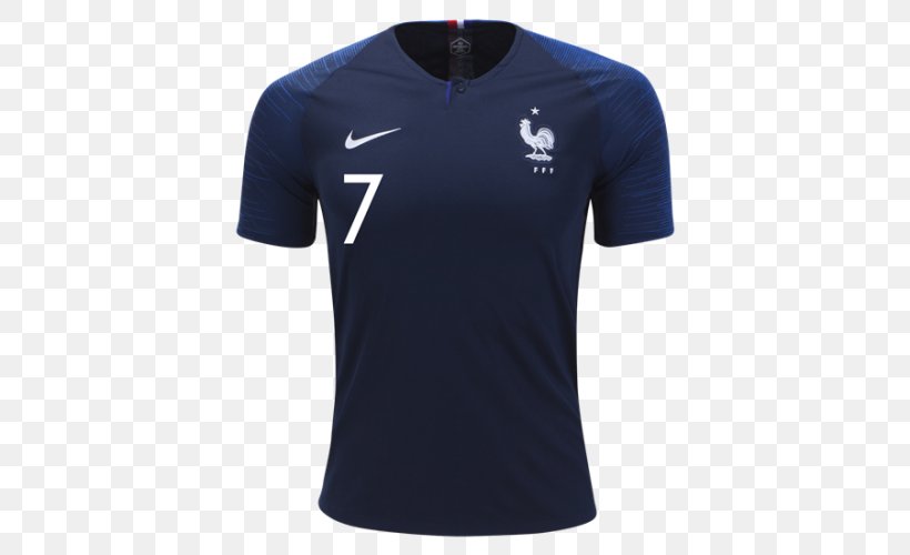 2018 World Cup France National Football Team Official Soccer Jerseys T-shirt, PNG, 500x500px, 2018 World Cup, Active Shirt, Adidas, Antoine Griezmann, Blue Download Free