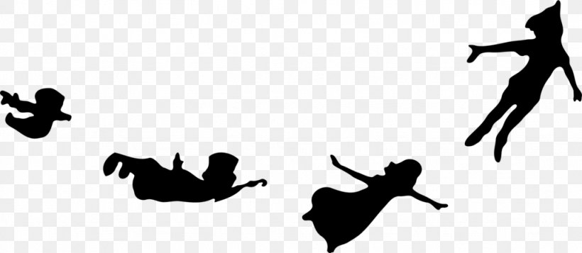 Peeter Paan Peter Pan Tinker Bell YouTube Silhouette, PNG, 1024x447px, Peeter Paan, Black, Black And White, Decal, Happiness Download Free