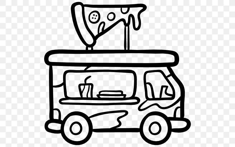 Fast Food Car Food Truck Pizza, PNG, 512x512px, Fast Food, Black And White, Car, Cook, Delivery Download Free