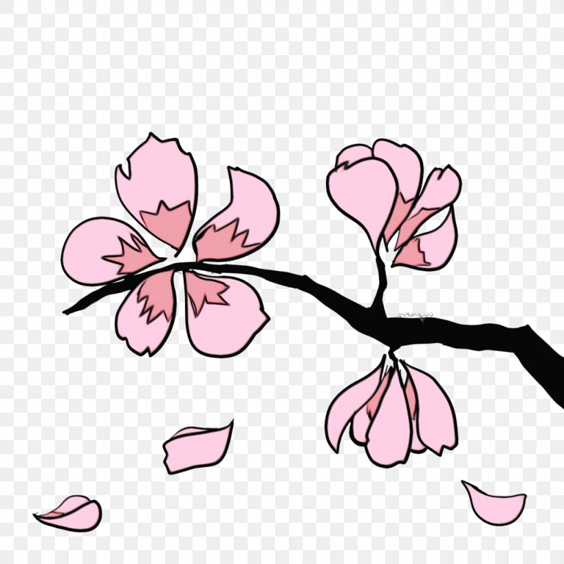 Watercolor Pink Flowers, PNG, 1024x1024px, Watercolor, Blossom, Botany, Branch, Cartoon Download Free