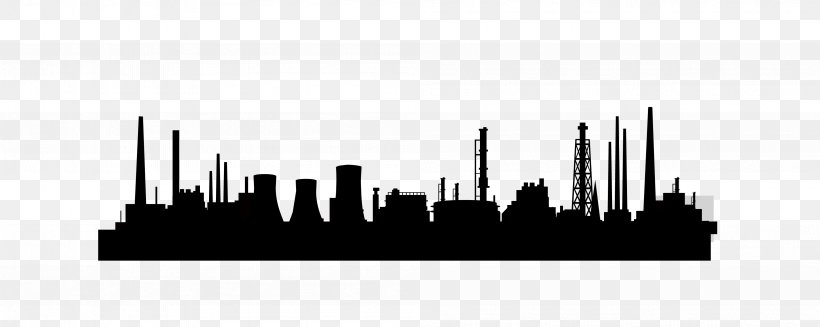 Factory Silhouette Skyline, PNG, 3994x1597px, Factory, Black And White, Brand, City, Metropolis Download Free