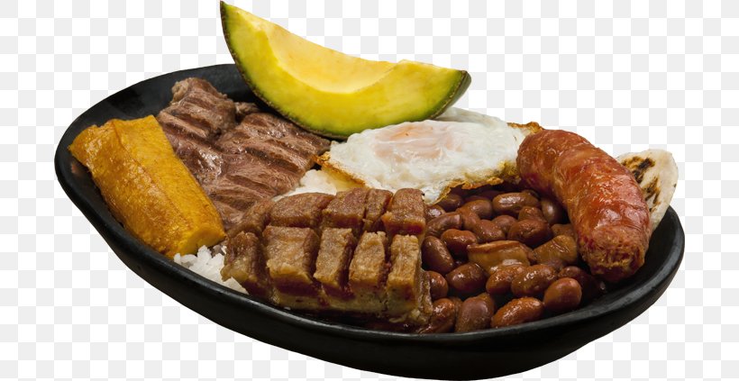 Bandeja Paisa Full Breakfast Colombian Cuisine Paisa Region Sirloin Steak, PNG, 700x423px, Bandeja Paisa, Animal Source Foods, Arepa, Breakfast, Colombian Cuisine Download Free