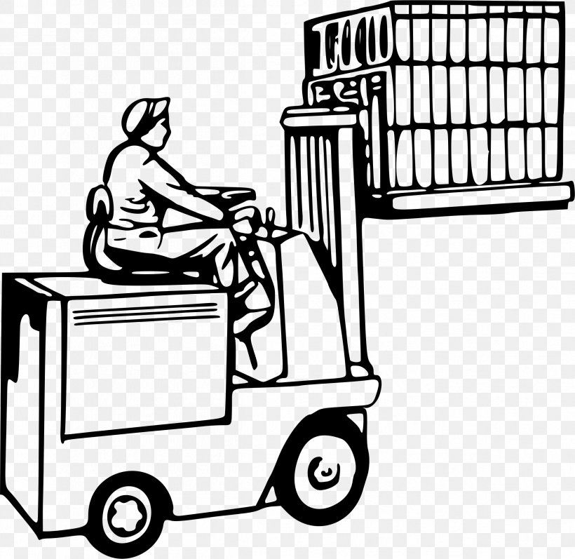 Forklift Drawing Clip Art, PNG, 2397x2330px, Forklift, Automotive Design, Black And White, Car, Drawing Download Free