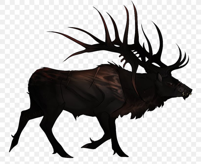 Bull Cattle Ox Elk Reindeer, PNG, 988x808px, Bull, Animal, Antler, Black And White, Cattle Download Free