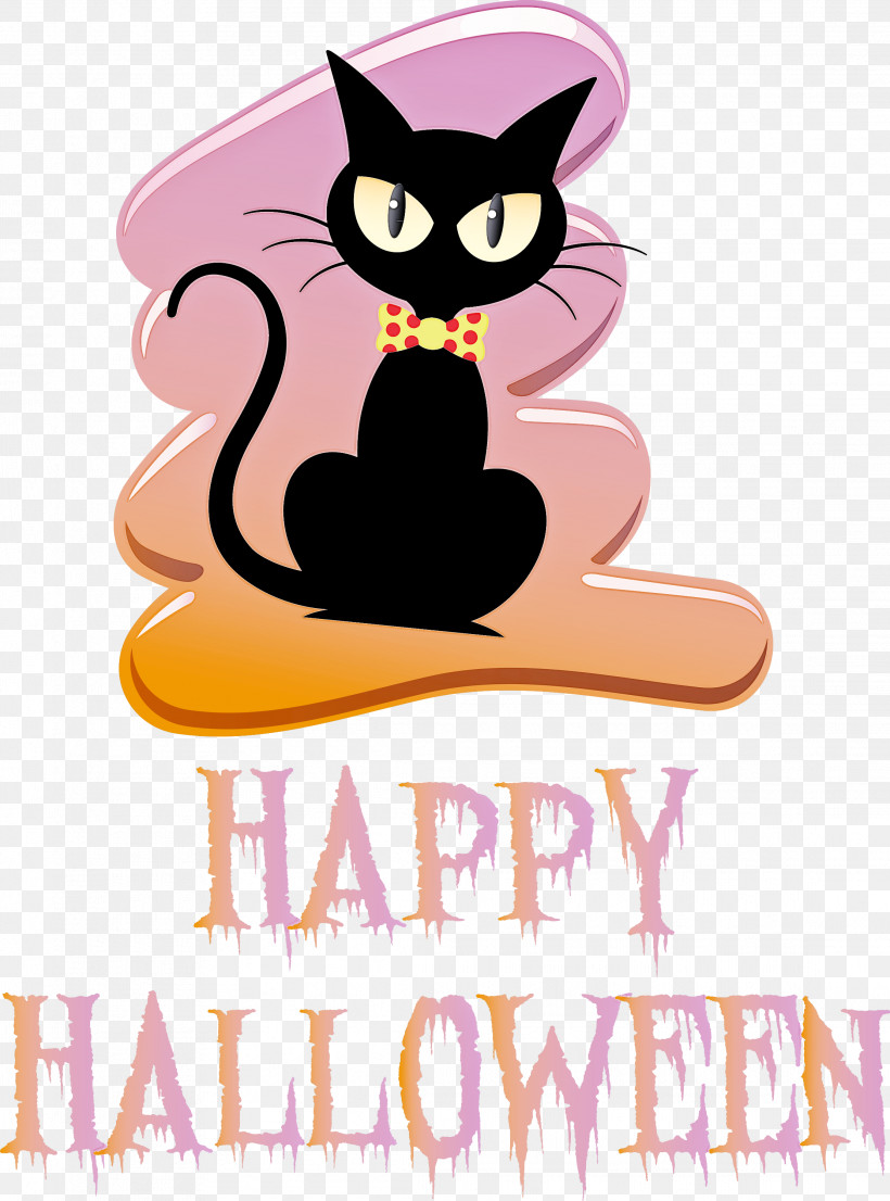 Happy Halloween, PNG, 2223x3000px, Happy Halloween, Cartoon, Cat, Character, Kitten Download Free