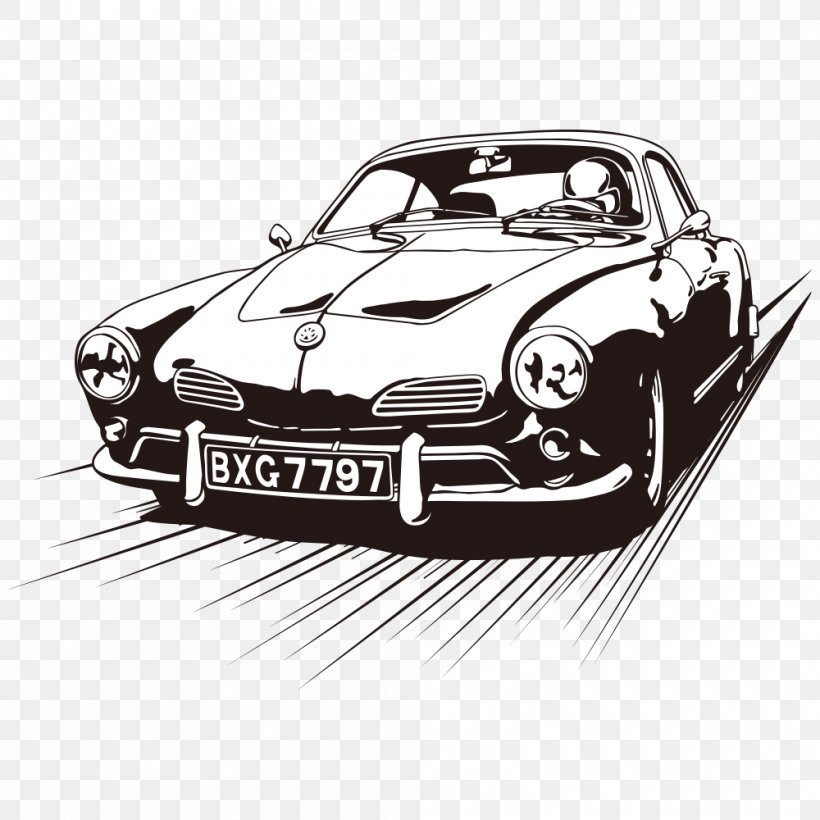 Car Printing, PNG, 1000x1000px, Car, Antique Car, Automotive Design, Black And White, Brand Download Free