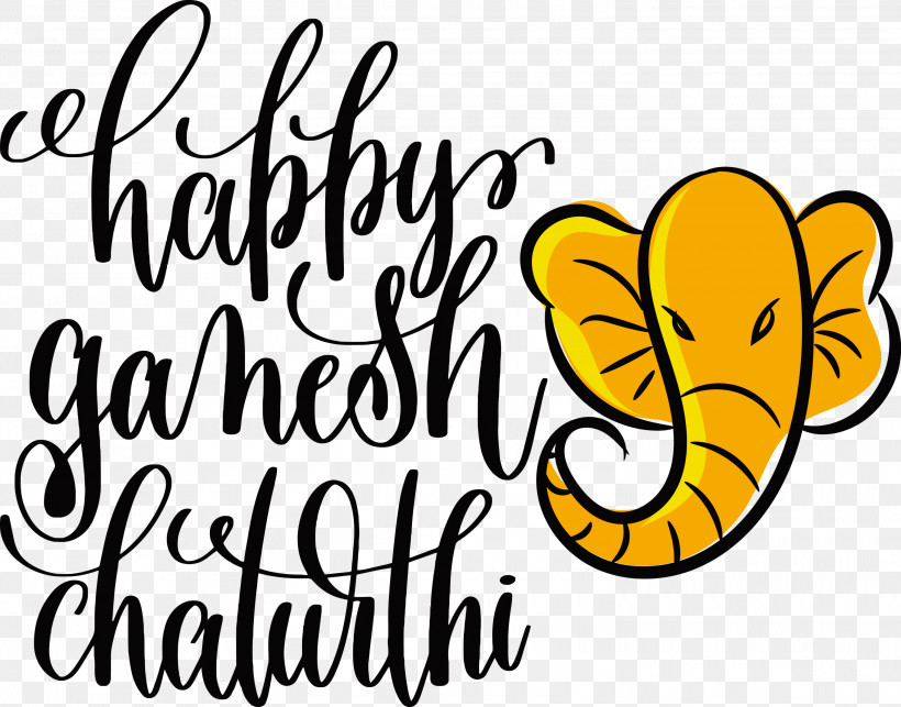Happy Ganesh Chaturthi, PNG, 3000x2356px, Happy Ganesh Chaturthi, Calligraphy, Chaturthi, Festival, Lettering Download Free