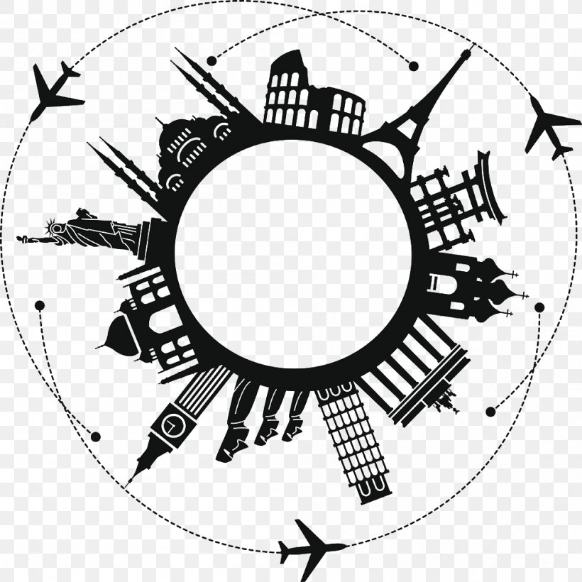 Travel Landmark Drawing Illustration, PNG, 999x1000px, Travel, Ball, Black And White, Building, Drawing Download Free
