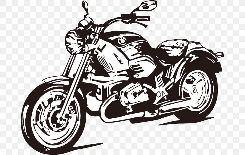 Motorcycle Drawing Illustration, PNG, 682x520px, Motorcycle, Automotive Design, Black And White, Can Stock Photo, Chopper Download Free