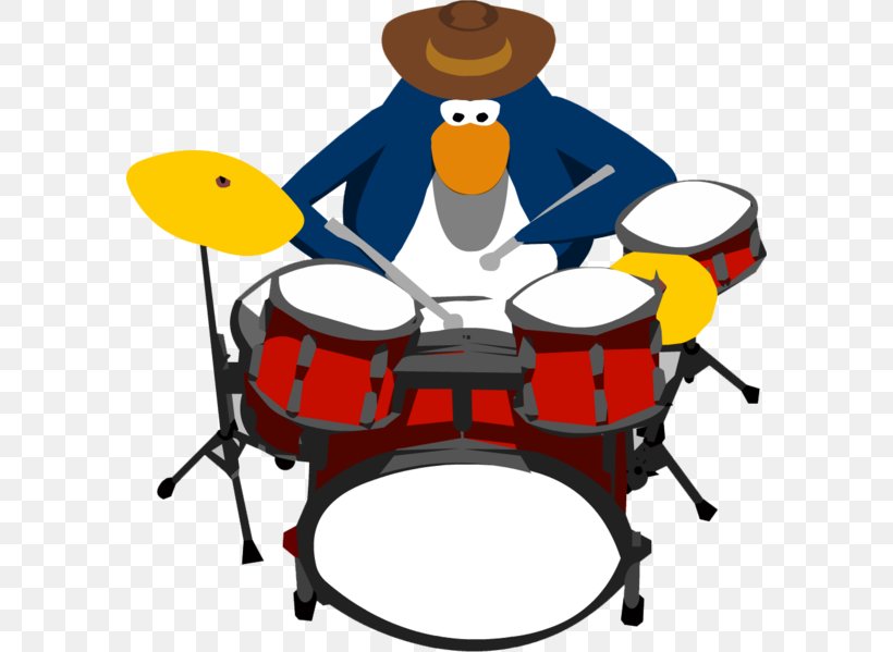 Drums Club Penguin Musical Ensemble, PNG, 588x599px, Watercolor, Cartoon, Flower, Frame, Heart Download Free
