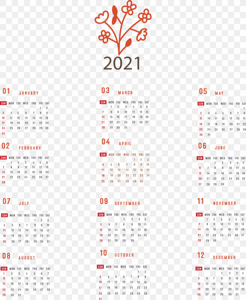 Printable 2021 Yearly Calendar 2021 Yearly Calendar, PNG, 2464x2999px, 2021 Yearly Calendar, Annual Calendar, Calendar System, Calendar Year, December Download Free