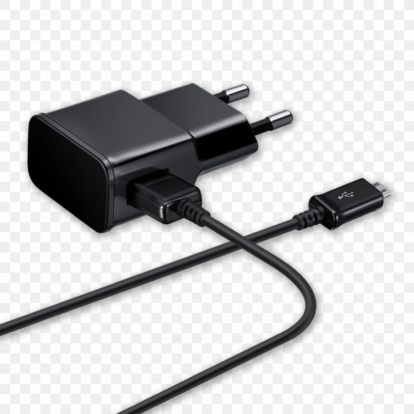 Battery Charger Samsung Galaxy Micro-USB Qi, PNG, 1000x1000px, Battery Charger, Ac Adapter, Adapter, Cable, Electrical Cable Download Free