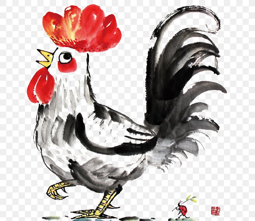 Plymouth Rock Chicken Rooster Ink Wash Painting Illustration, PNG, 658x712px, Plymouth Rock Chicken, Art, Beak, Bird, Canvas Download Free