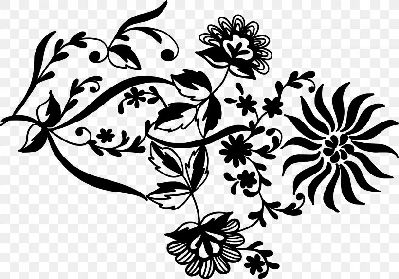 Flower Art Clip Art, PNG, 3259x2283px, Flower, Art, Black, Black And White, Branch Download Free