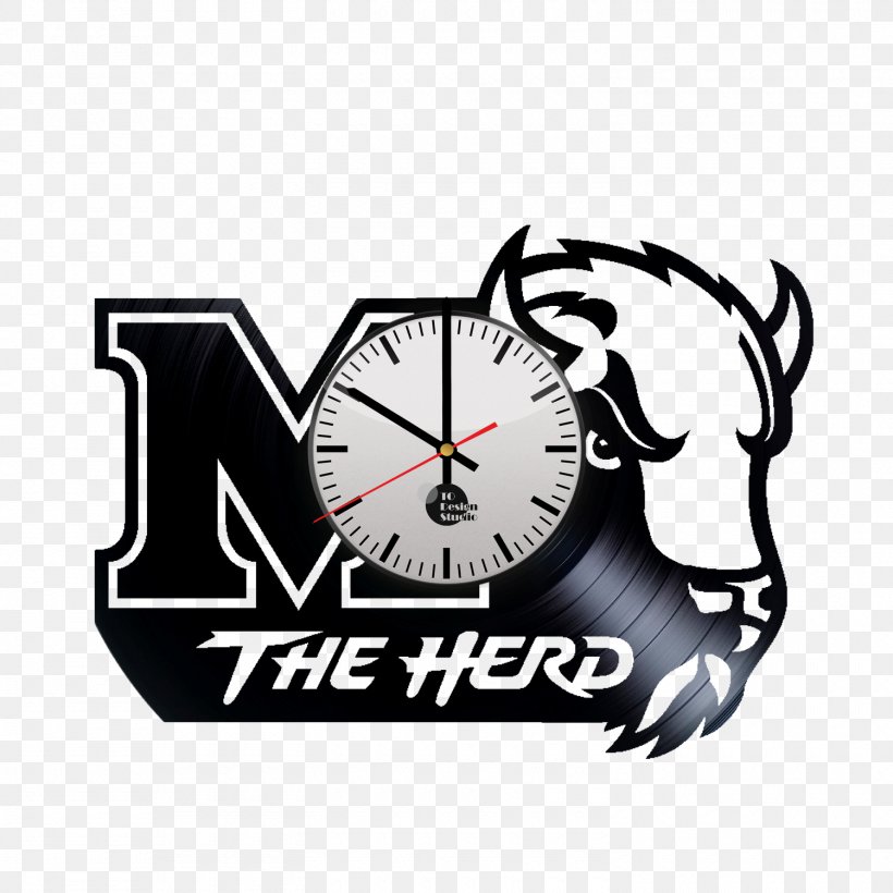 Clock Logo Brand Wall Decal Marshall Thundering Herd Men's Basketball, PNG, 1500x1500px, Clock, Brand, Home Accessories, Logo, Phonograph Record Download Free