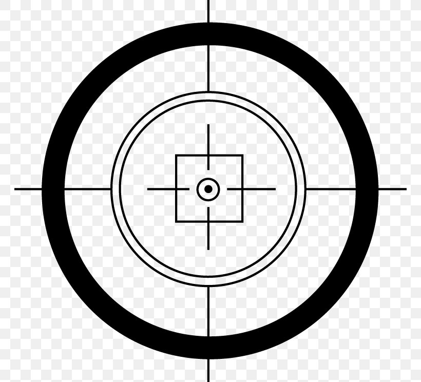 Telescopic Sight Reticle Clip Art, PNG, 764x744px, Telescopic Sight, Area, Black And White, Diagram, Focus Download Free