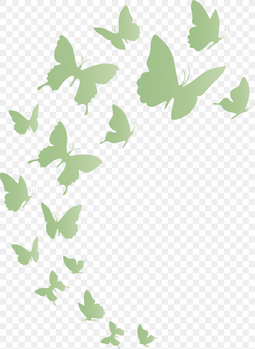 Butterfly Background Flying Butterfly, PNG, 2190x3000px, Butterfly Background, Biology, Flying Butterfly, Green, Leaf Download Free