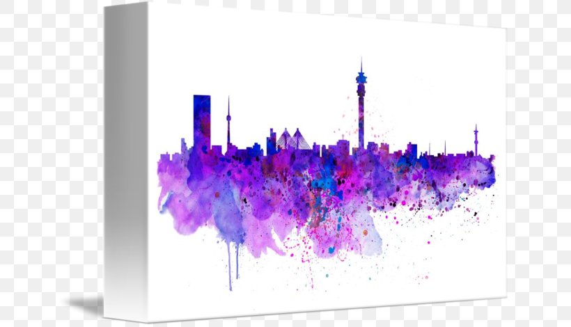 Johannesburg Skyline Watercolor Painting Art Black And White, PNG, 650x470px, Johannesburg, Art, Black And White, Canvas, Canvas Print Download Free