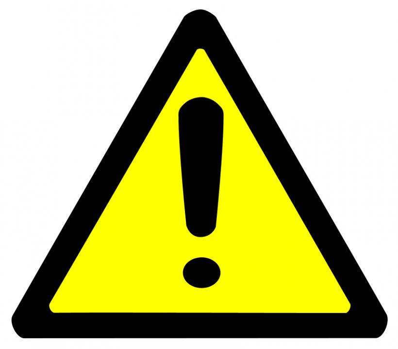 Warning Sign Triangle Clip Art, PNG, 850x746px, Warning Sign, Area, Color Triangle, Exclamation Mark, Pixabay Download Free