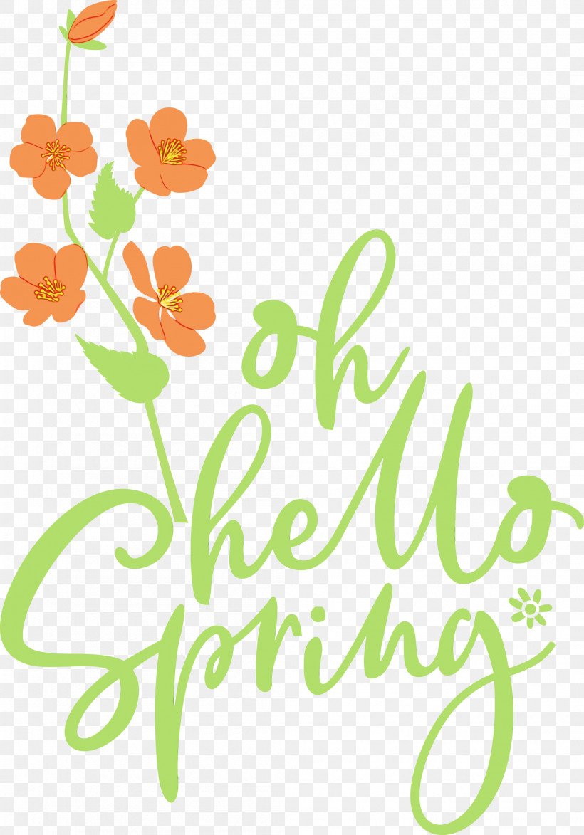 Logo Royalty-free Calligraphy Leaf Flower, PNG, 2096x3000px, Hello Spring, Calligraphy, Flower, Leaf, Logo Download Free