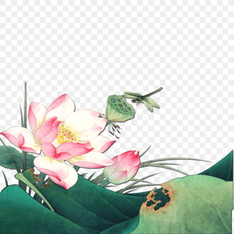 Gongbi Nelumbo Nucifera Ink Wash Painting Dragonfly, PNG, 1501x1501px, Gongbi, Birdandflower Painting, Cut Flowers, Dragonfly, Drawing Download Free